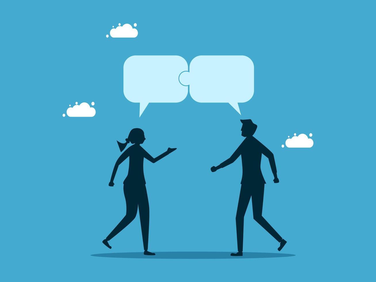 two people talking with speech bubbles above them vector