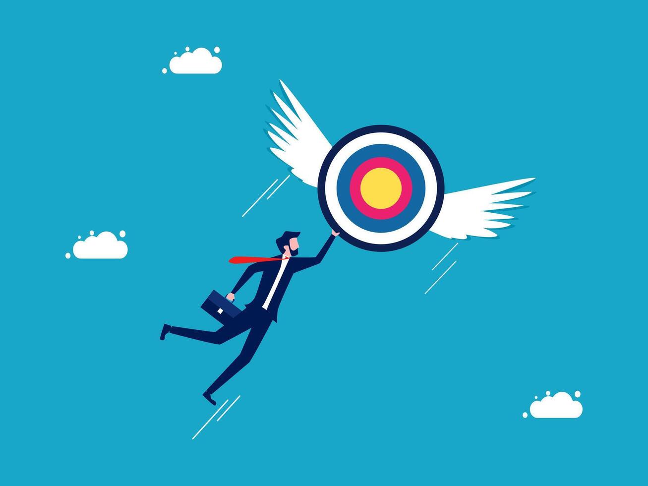 businessman with wings and arrow on target business concept vector