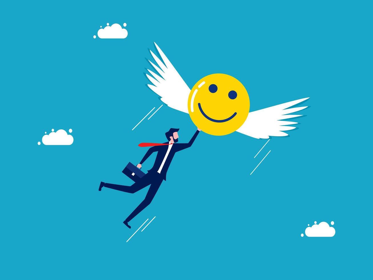 man is flying with a smiley face on his back vector
