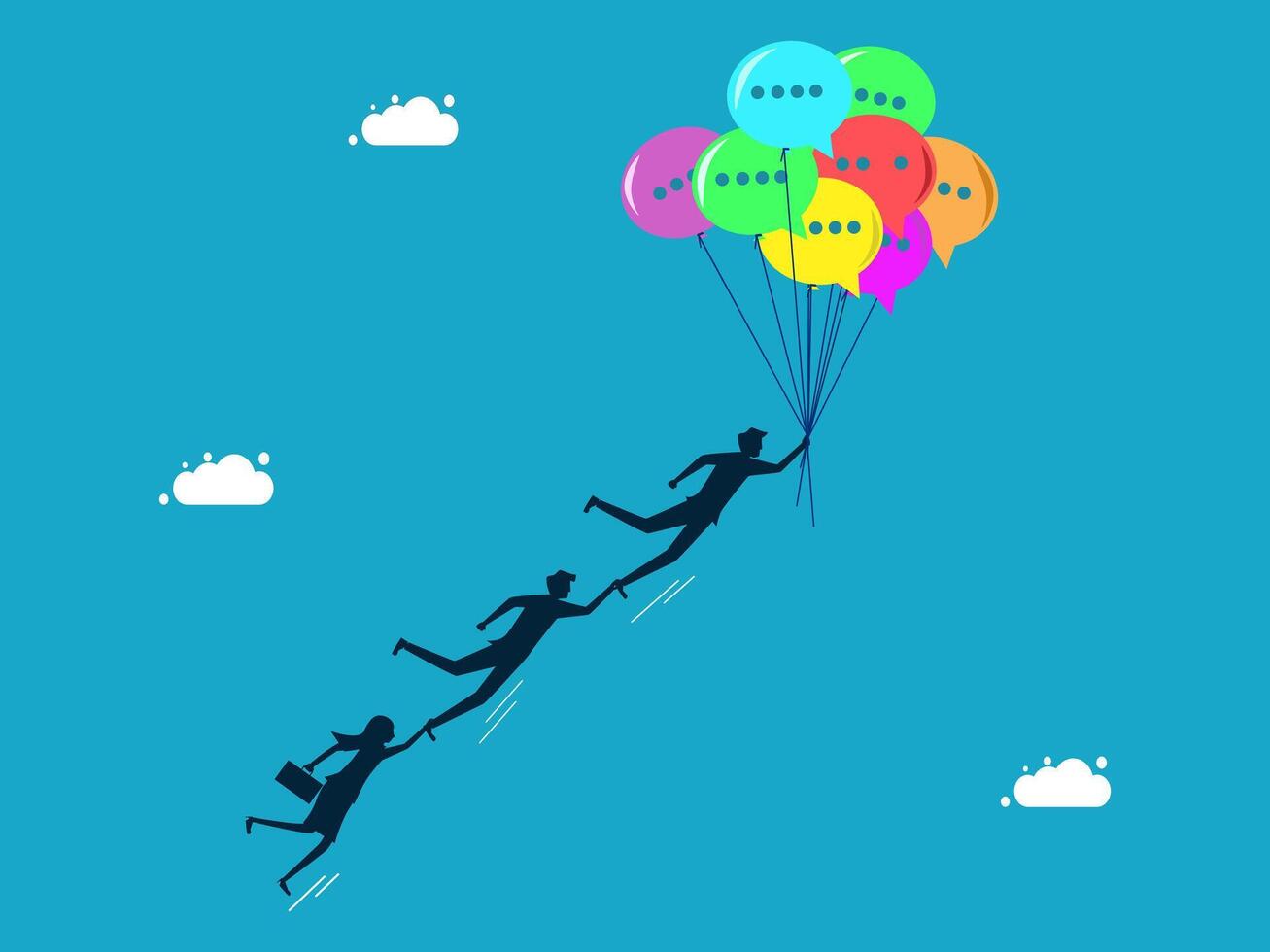 people flying with balloons vector