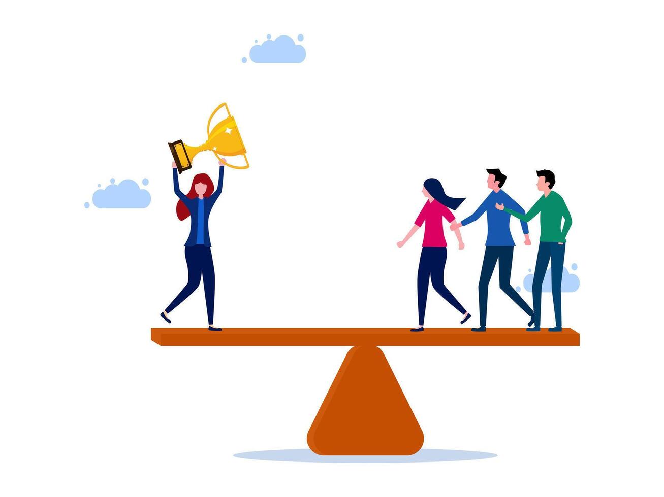 people standing on a balance scale with a megaphone vector