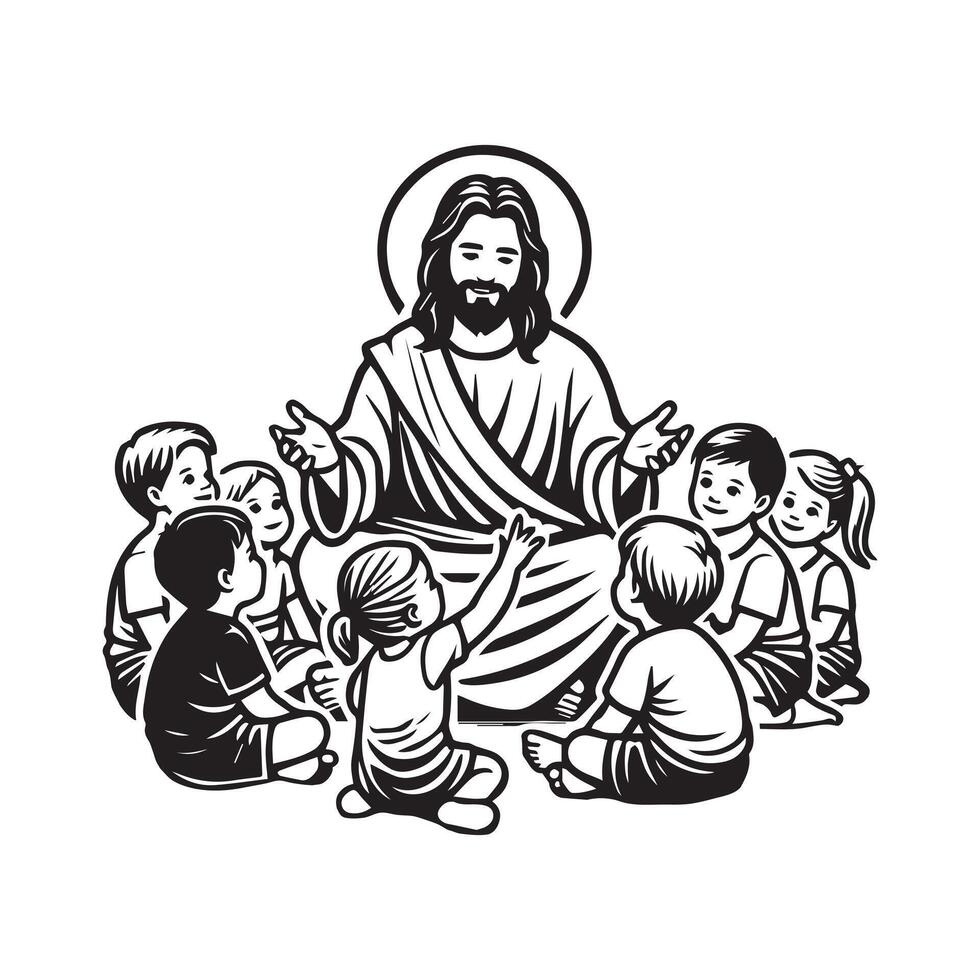Monochrome Depiction of Jesus Christ vector