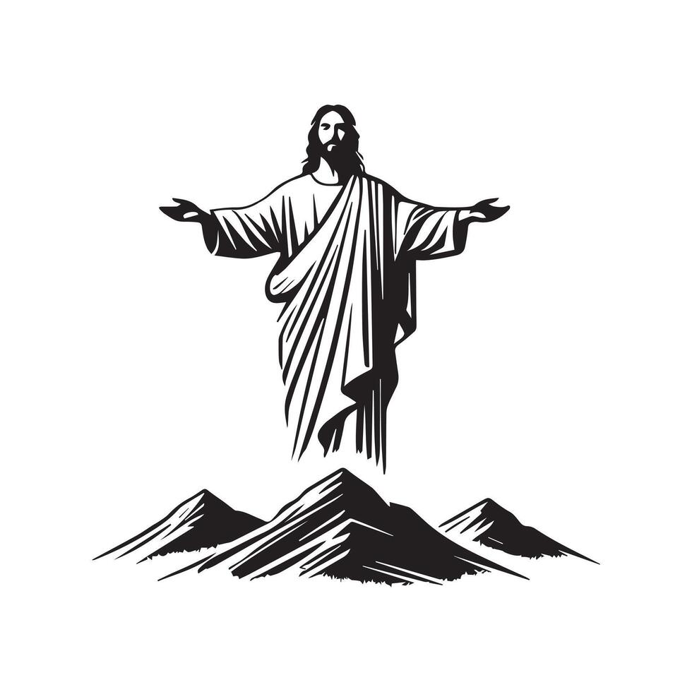 Faithful Representation of Jesus Christ in Black and White vector