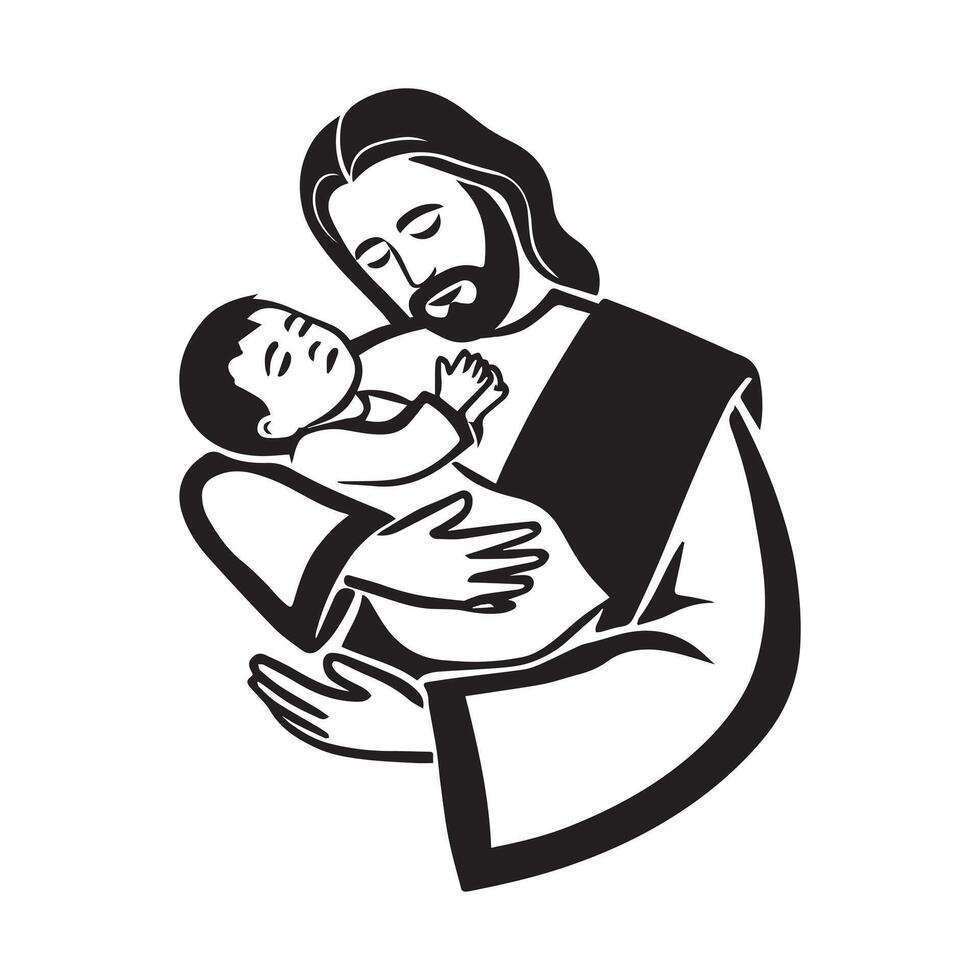 Jesus Christ Sketch in Black and White vector