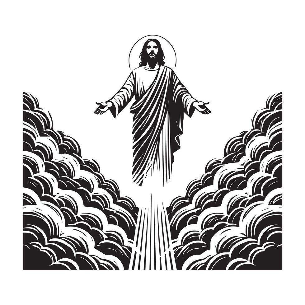 Jesus Christ Line Art in Ink and Pencil vector
