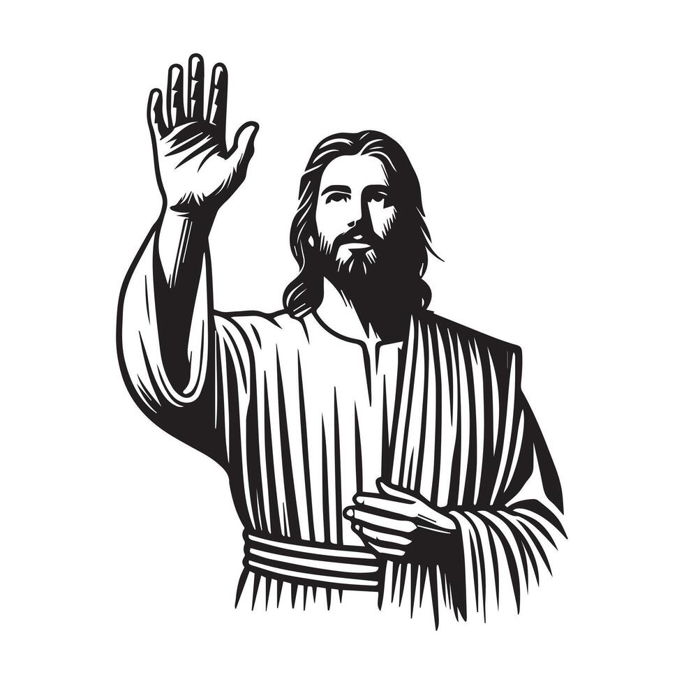 Black and White Jesus Christ Artwork vector
