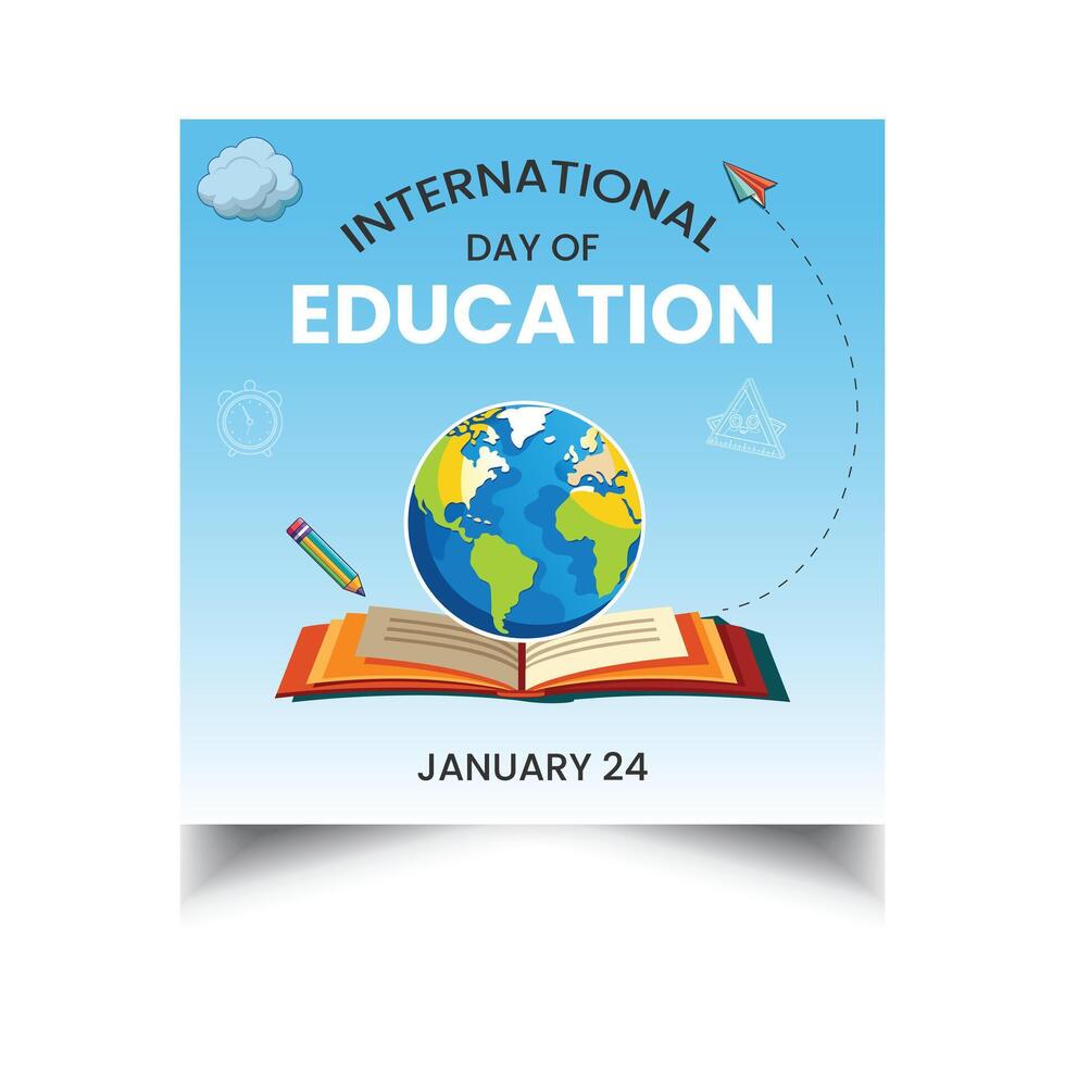 International Day of Education post 2025 template design vector