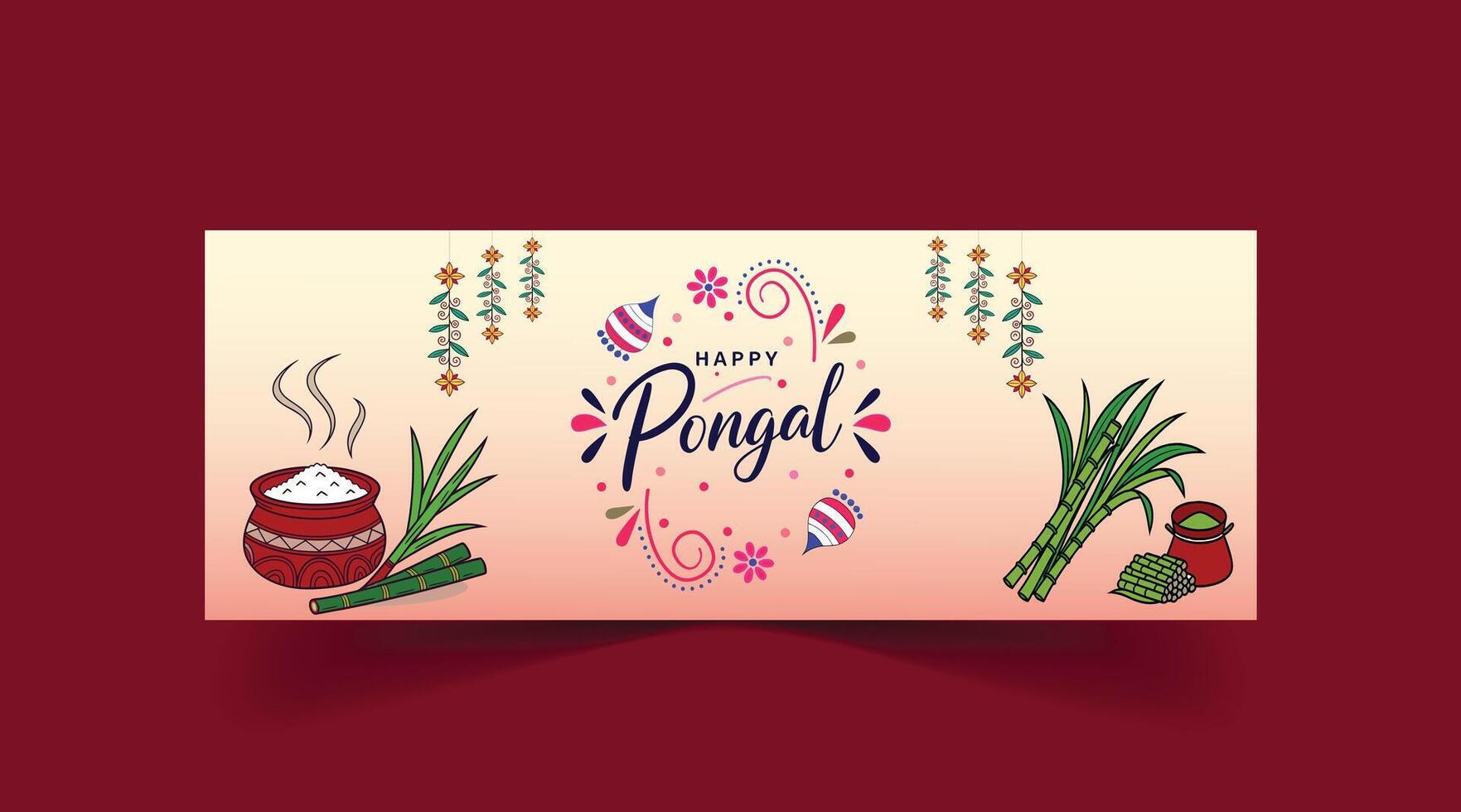 Happy Pongal social media banner template vector