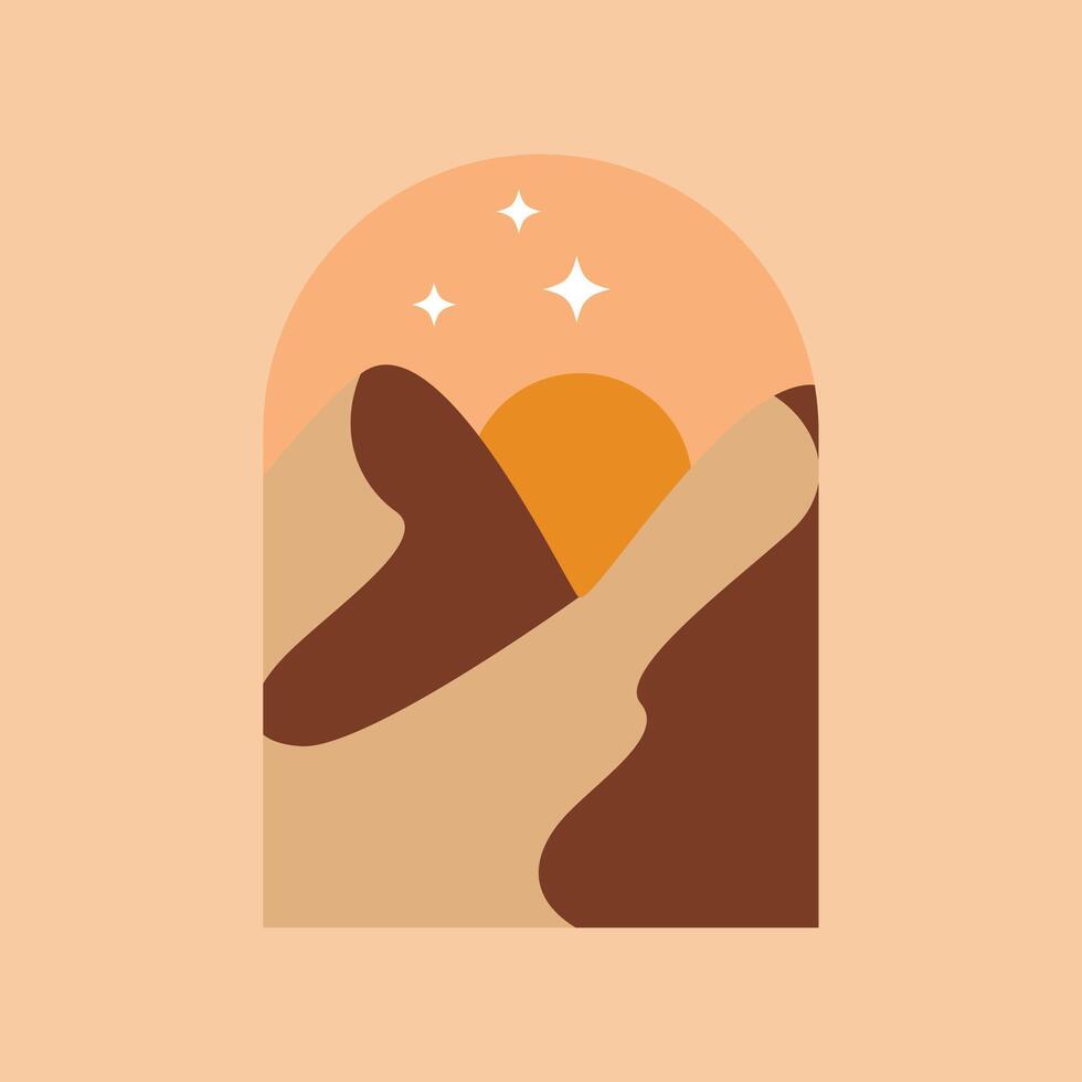 desert sun with pastel color vector