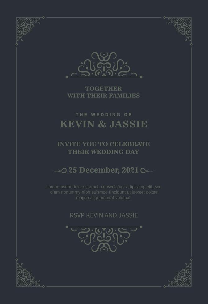Vintage wedding invitation with pattern motif vector