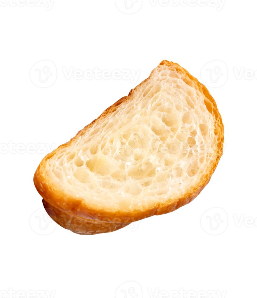 Top view of half brown croissant isolated with clipping path. in file format png