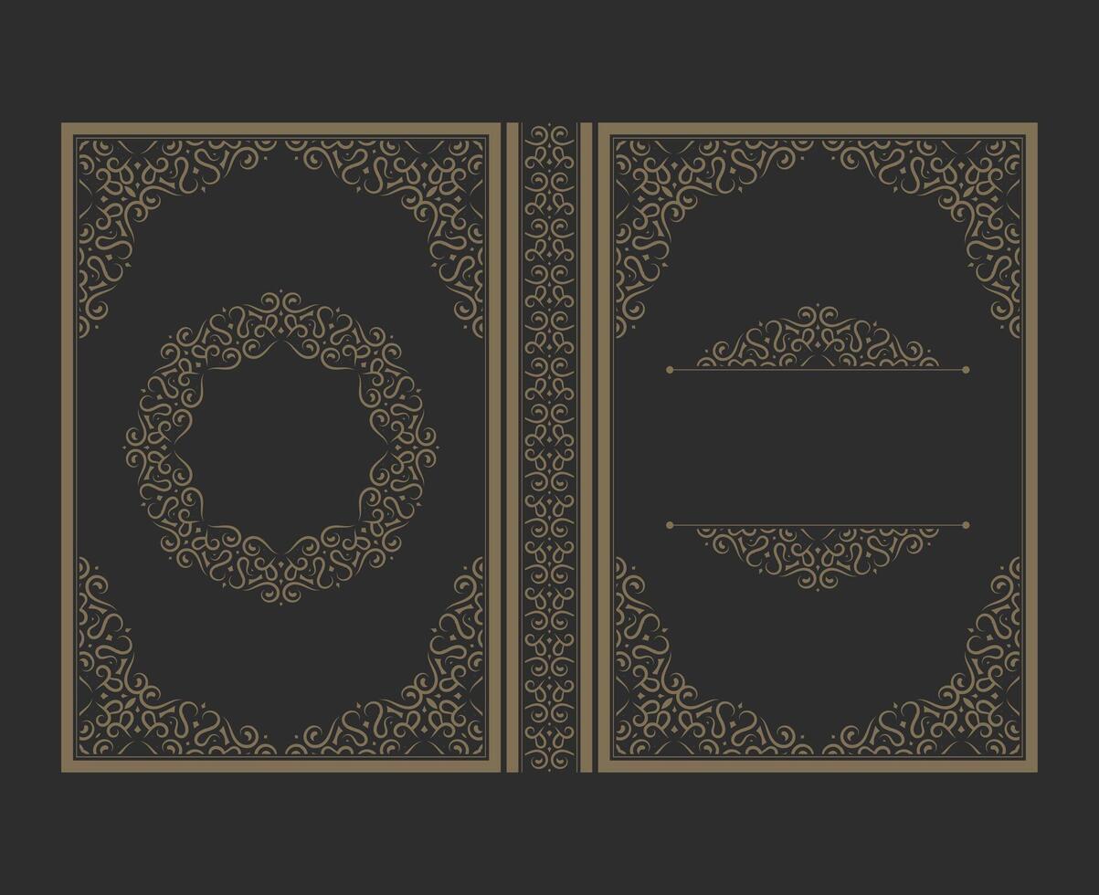 Ornamental book cover design template vector