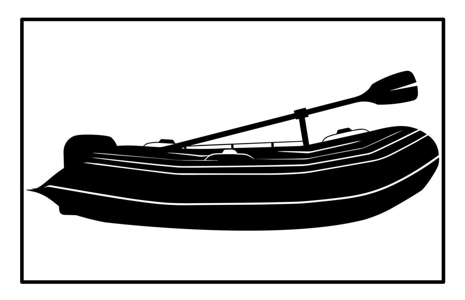 Rubber Rafting Boat Silhouette - Inflatable Watercraft Clipart vector