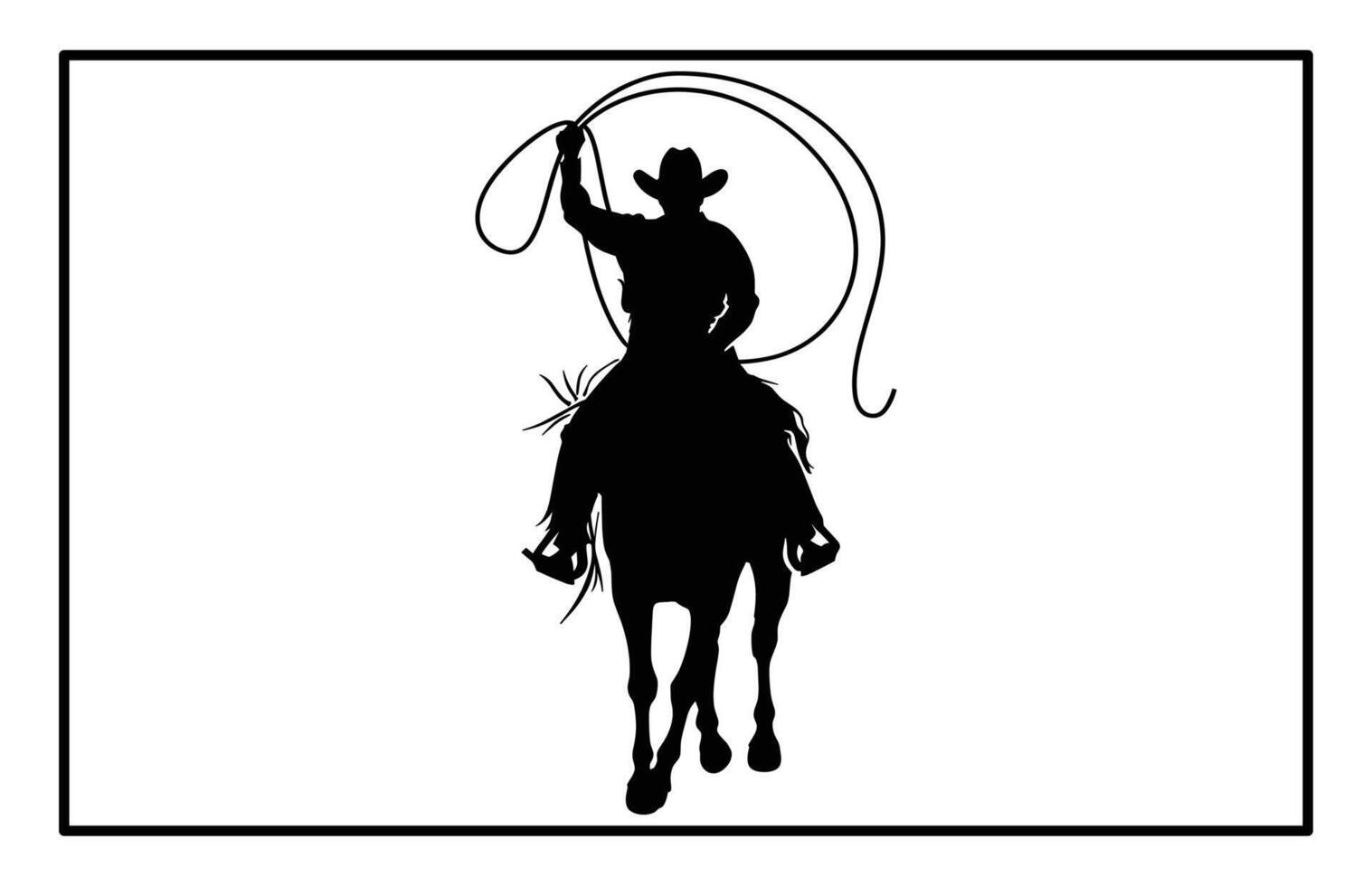 Youth Cowboy Roping Silhouette - Rodeo Dummy Training Art vector