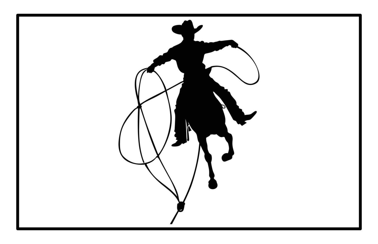 Boy Practicing Rodeo Roping - Dummy Silhouette Design vector