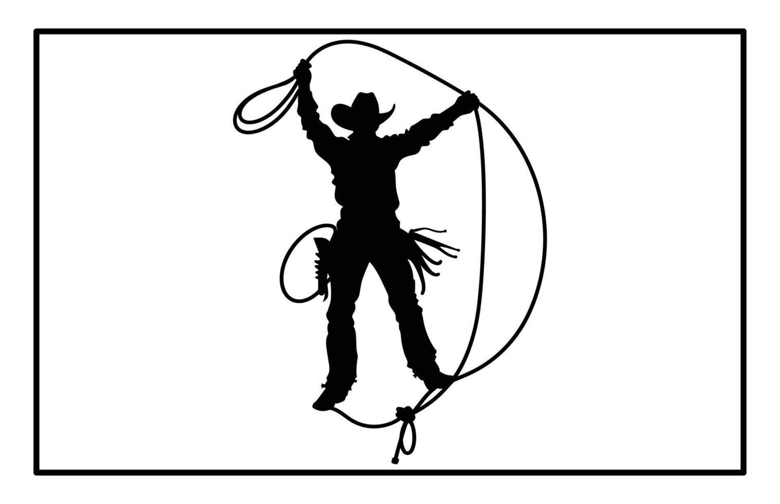 Western Rodeo Dummy Roping - Young Cowboy Silhouette vector