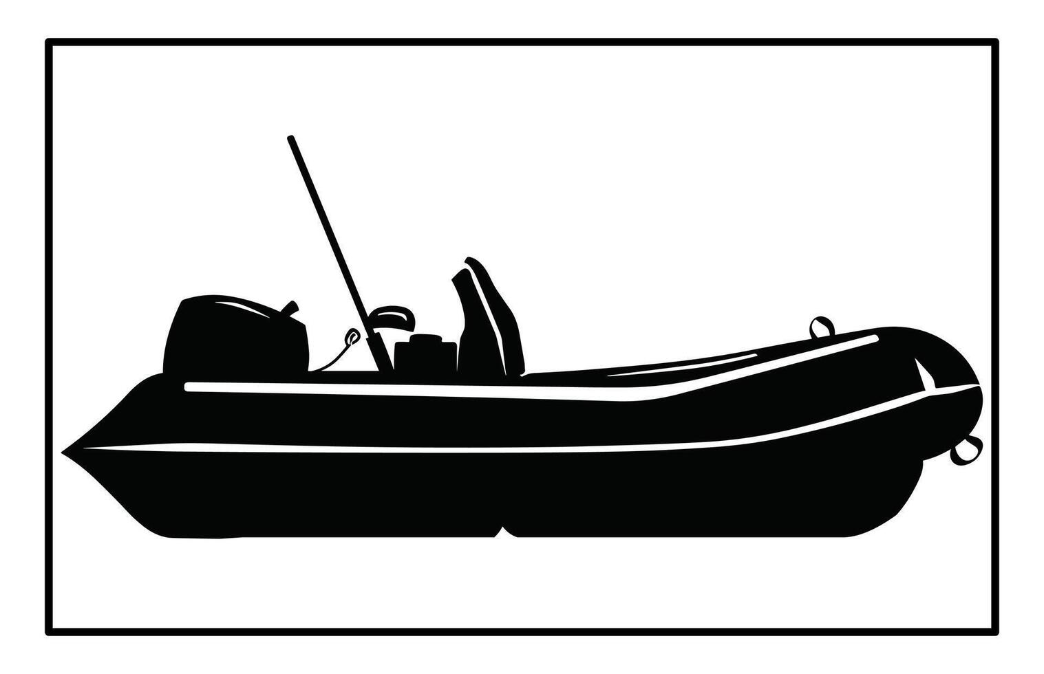 Inflatable Rubber Boat Silhouette - Water Sports Illustration vector