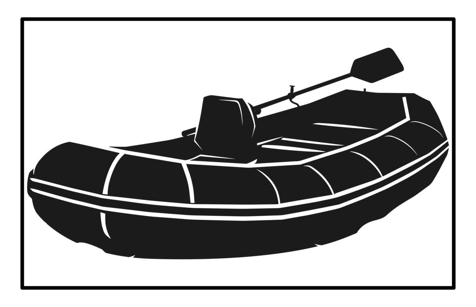 Water Raft Silhouette - Inflatable Rubber Boat Illustration vector