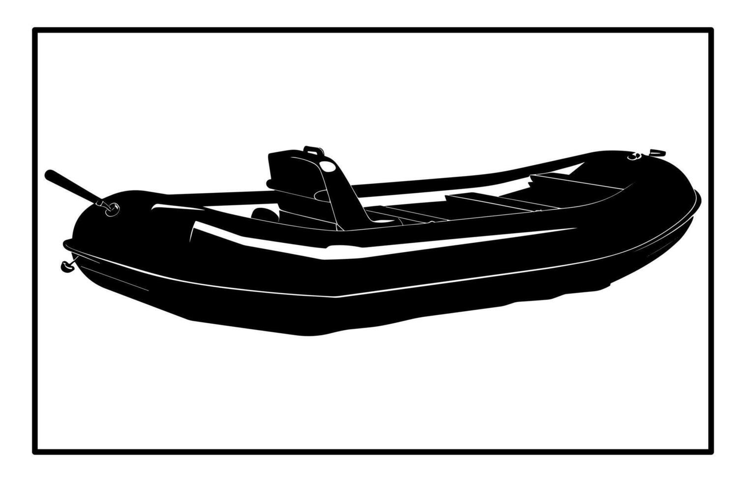 Silhouette of Inflatable Rubber Boat - River Rafting Clipart vector