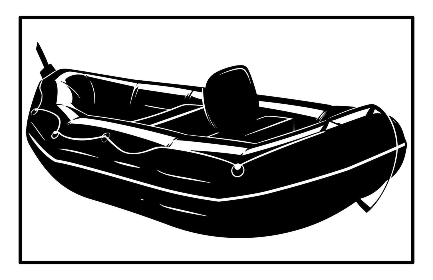 Silhouette of Rubber Boat on Water - Inflatable Craft vector