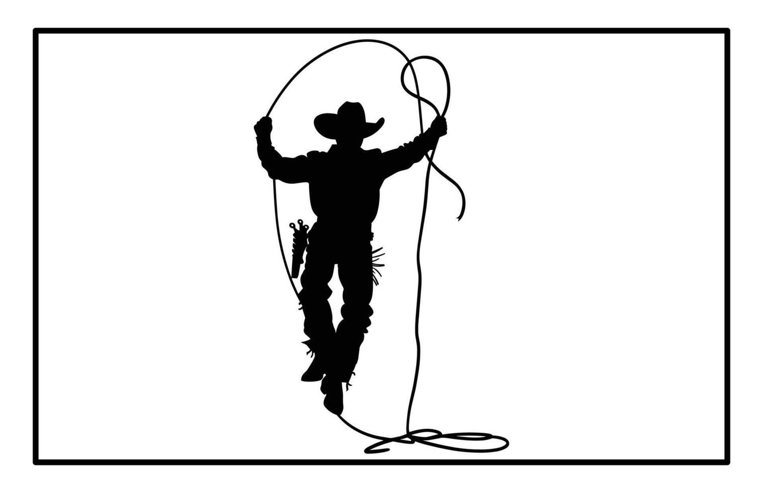 Rodeo Dummy Roping Boy Silhouette - Young Cowboy Practice vector