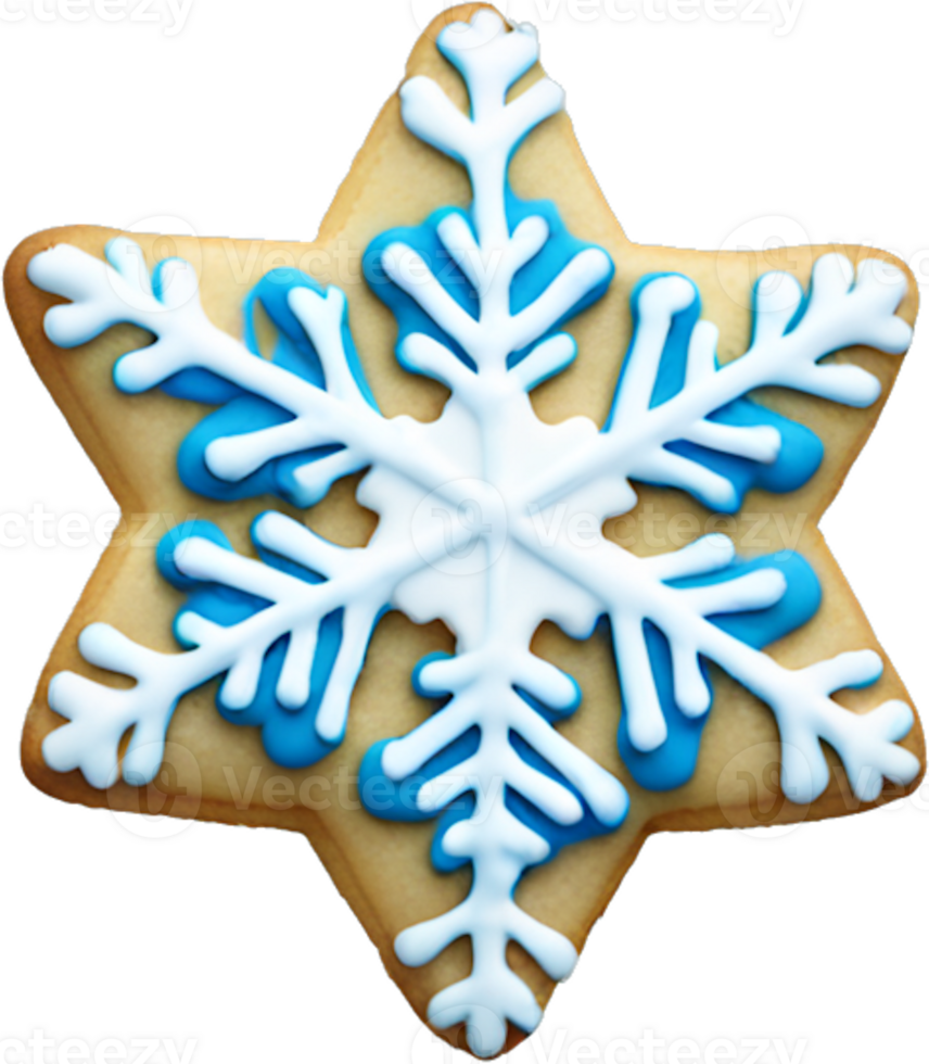 A cookie decorated with a snowflake on top png