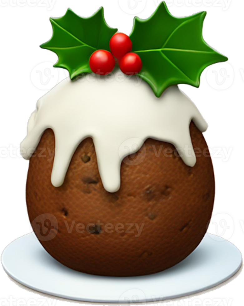 A christmas pudding with a holly leaf on top png