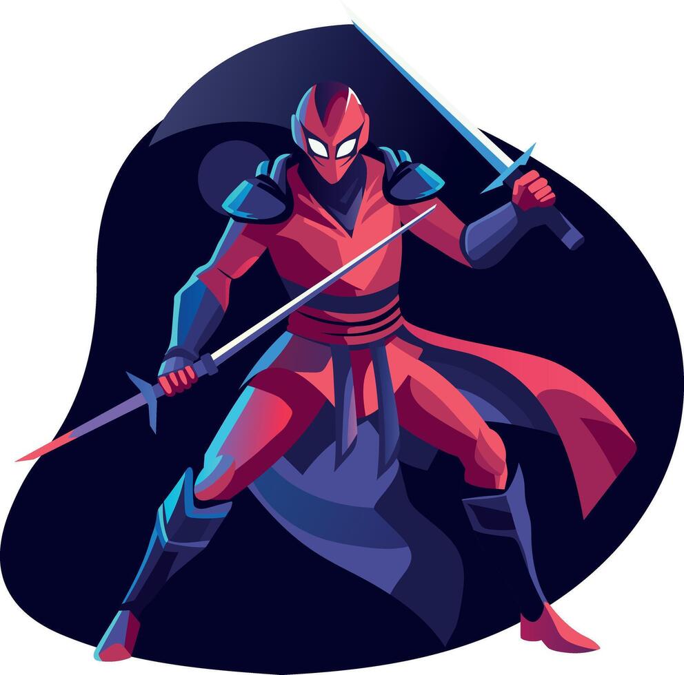 A flat illustration of brave swordsman vector