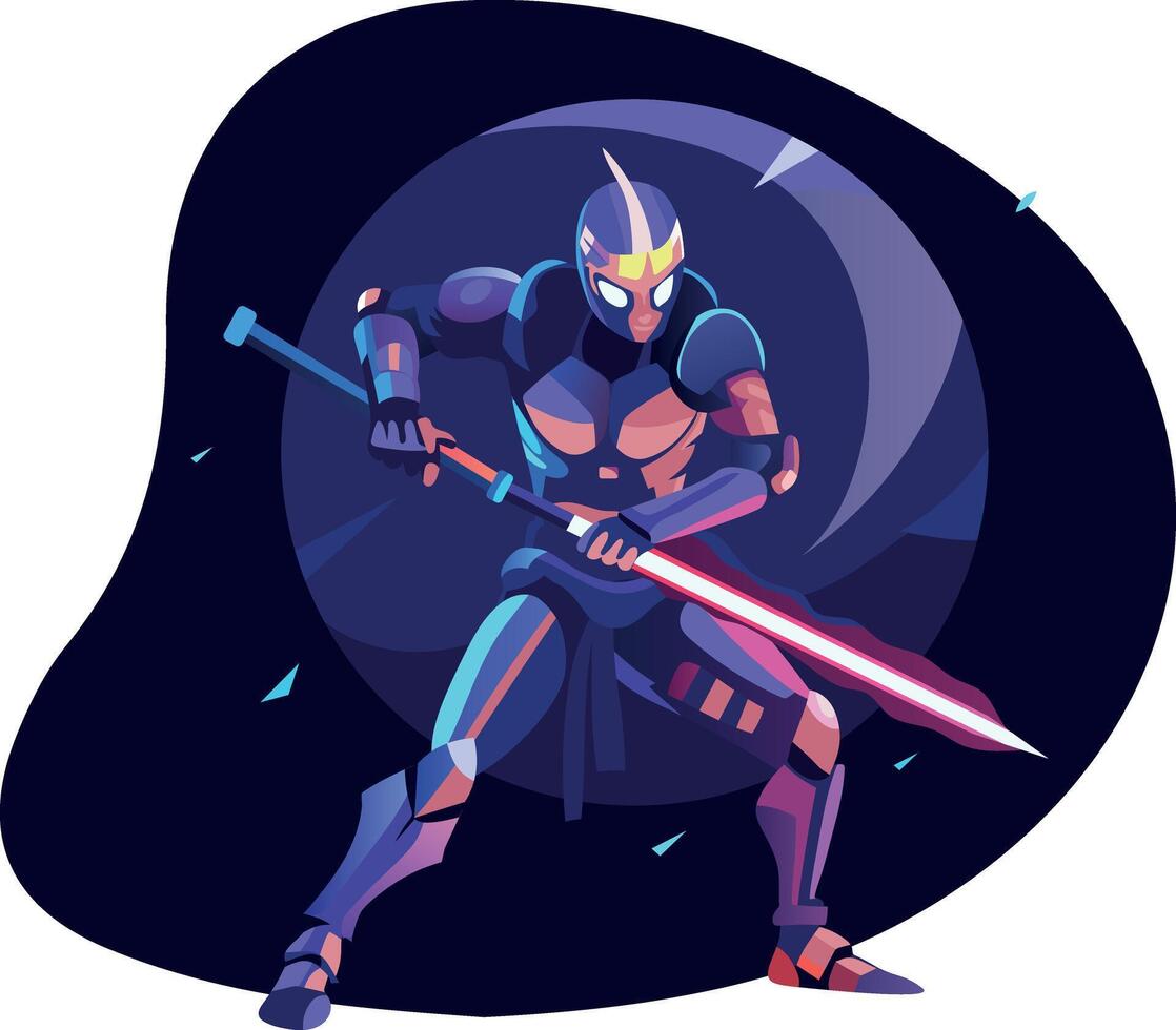 A flat illustration of brave swordsman vector