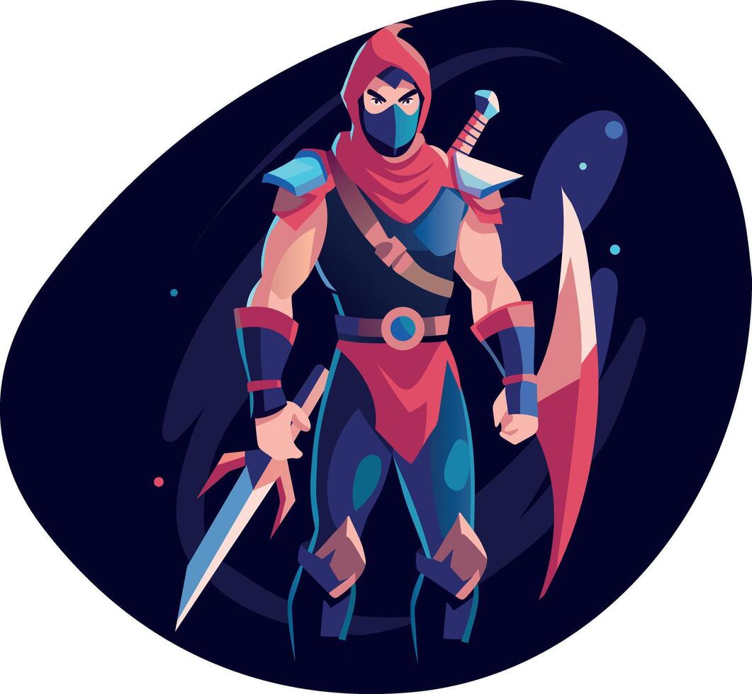 A flat illustration of brave swordsman vector
