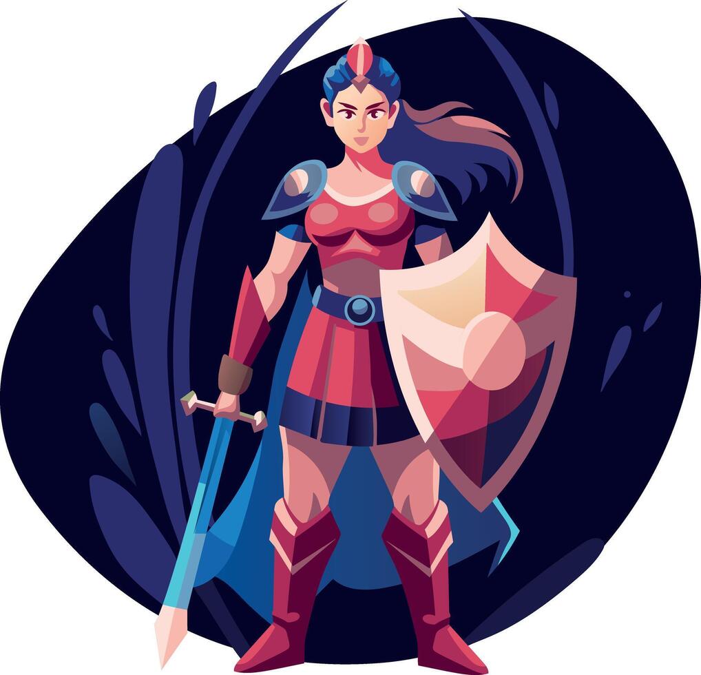 A flat illustration of brave swordsman vector