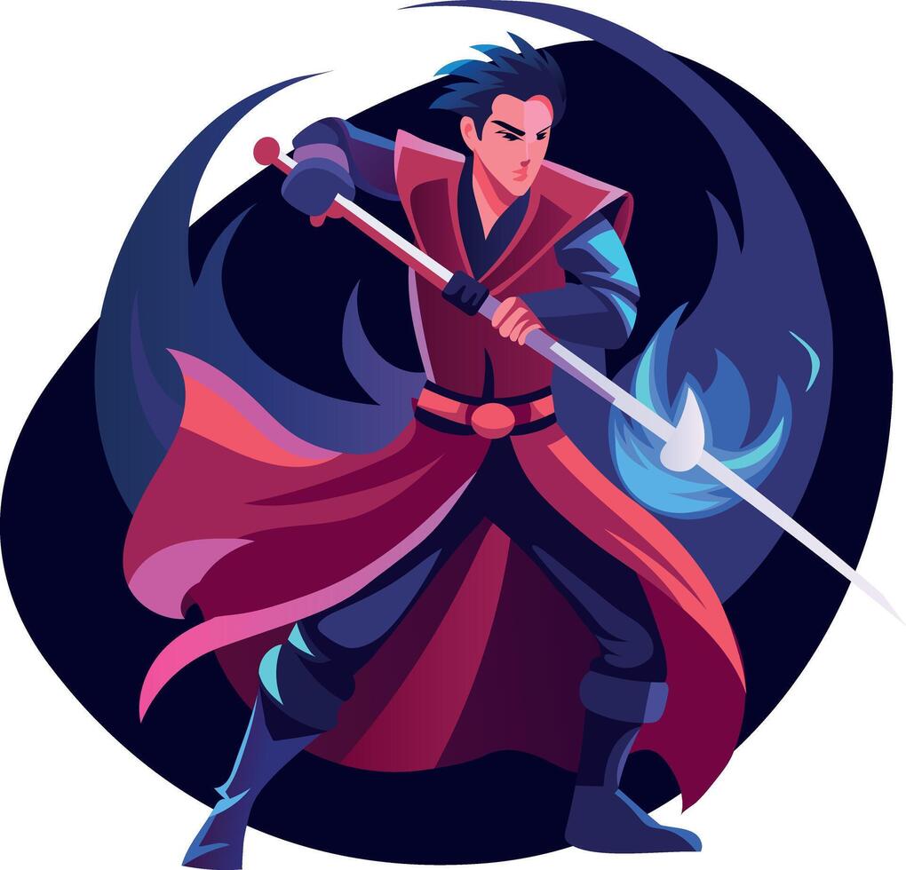 A flat illustration of brave swordsman vector
