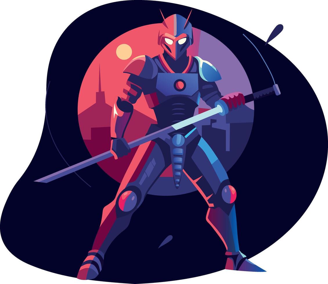 A flat illustration of brave swordsman vector