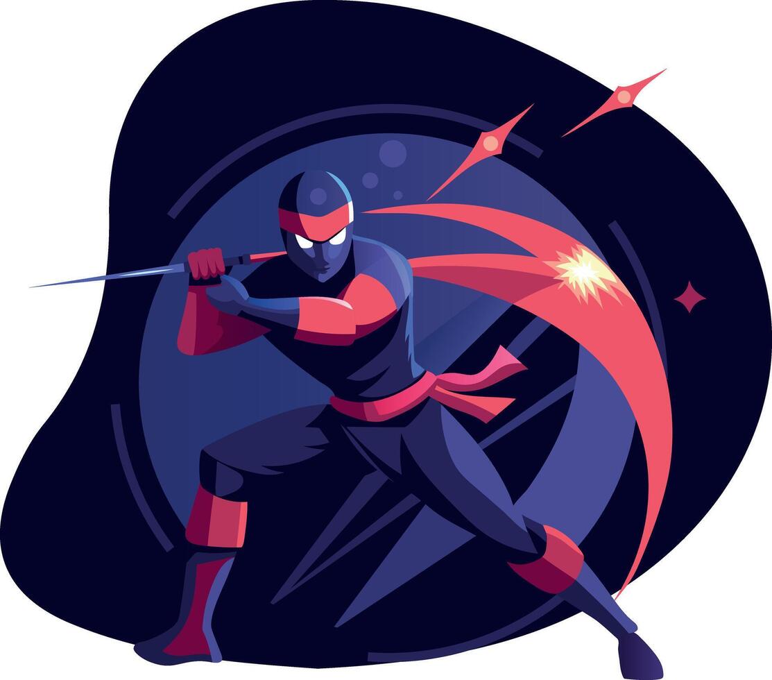 A flat illustration of brave swordsman vector