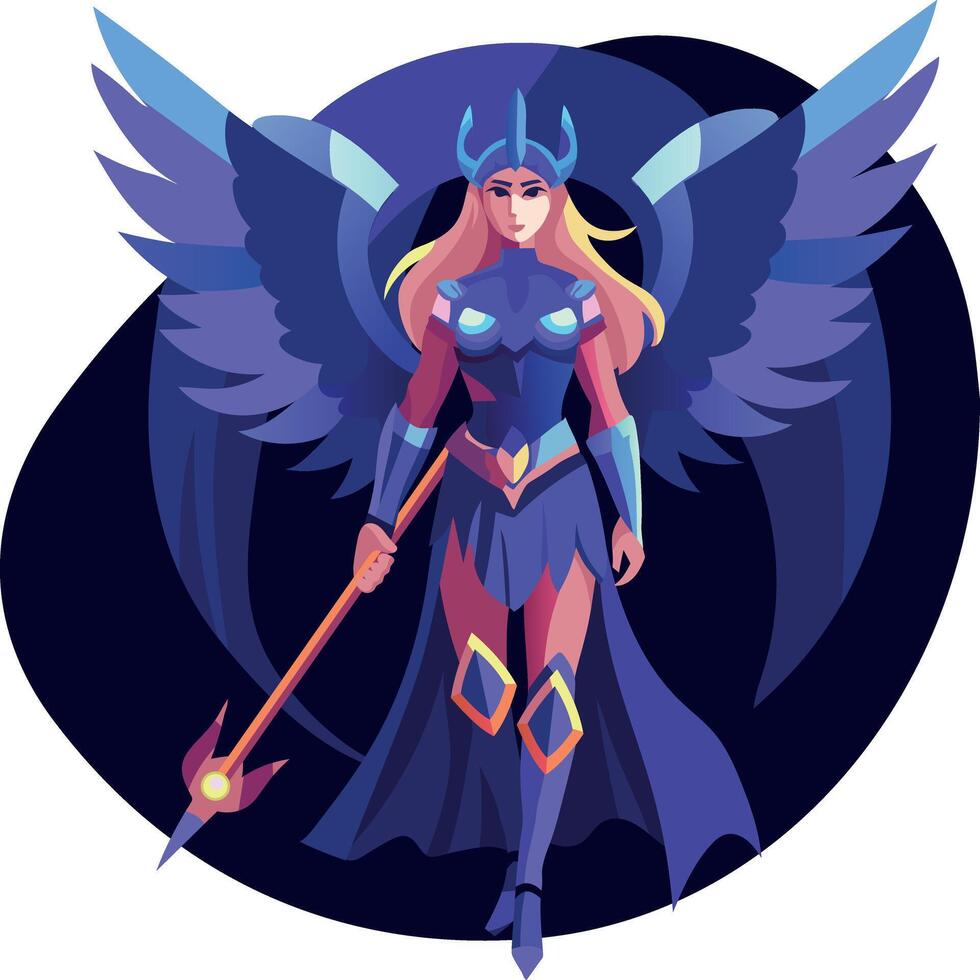A flat illustration of brave swordsman vector