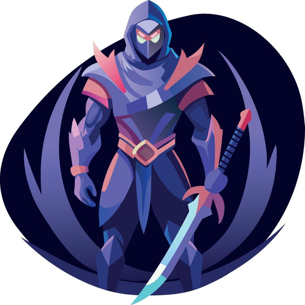 A flat illustration of brave swordsman vector