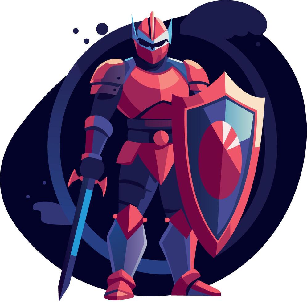 A flat illustration of brave swordsman vector