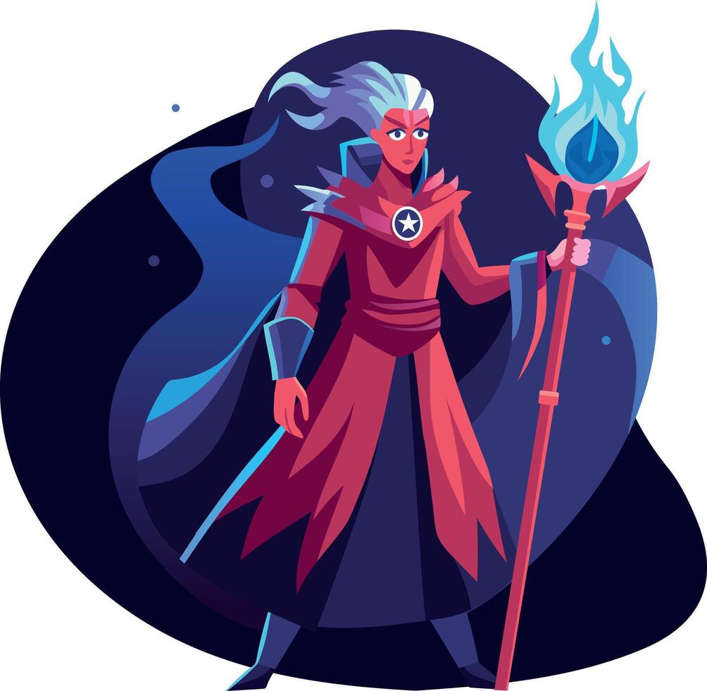 Ninja character in fighting pose, flat illustration vector