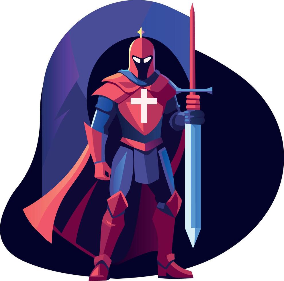 A flat illustration of brave swordsman vector