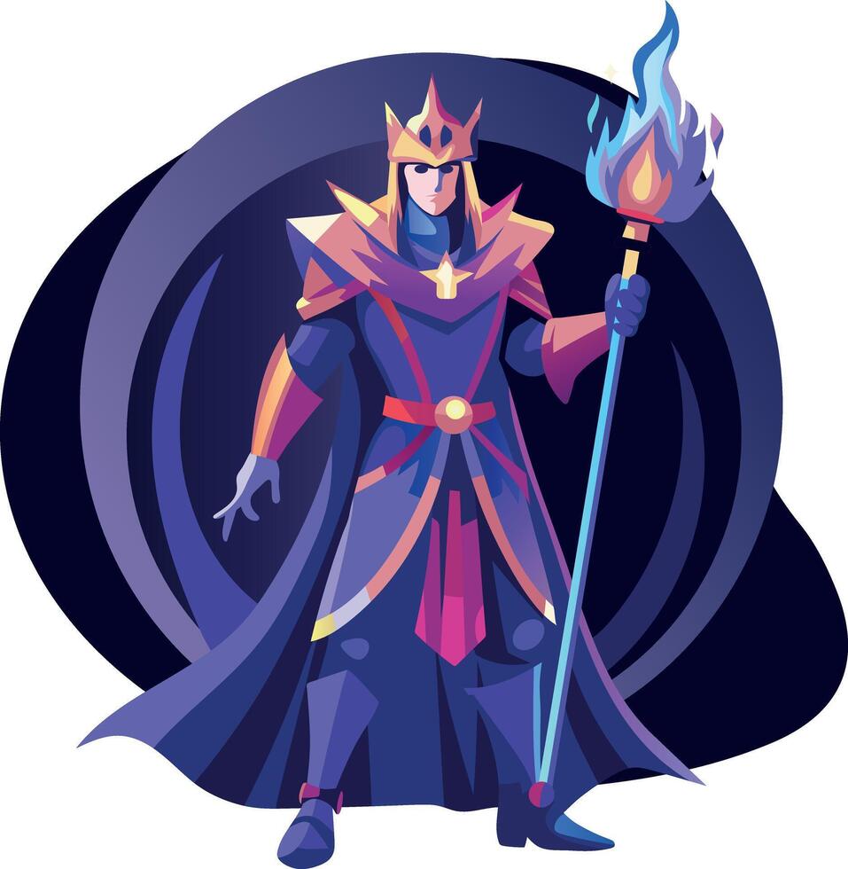 Ninja character in fighting pose, flat illustration vector