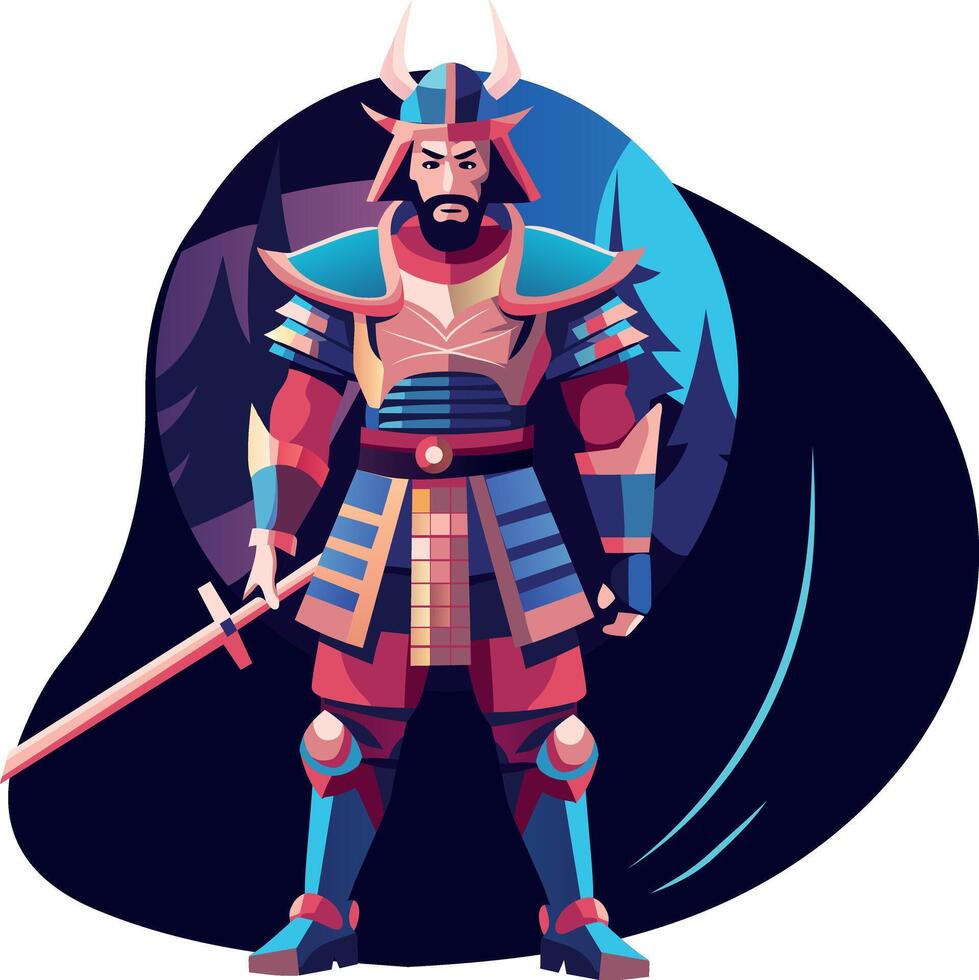 A flat illustration of brave swordsman vector