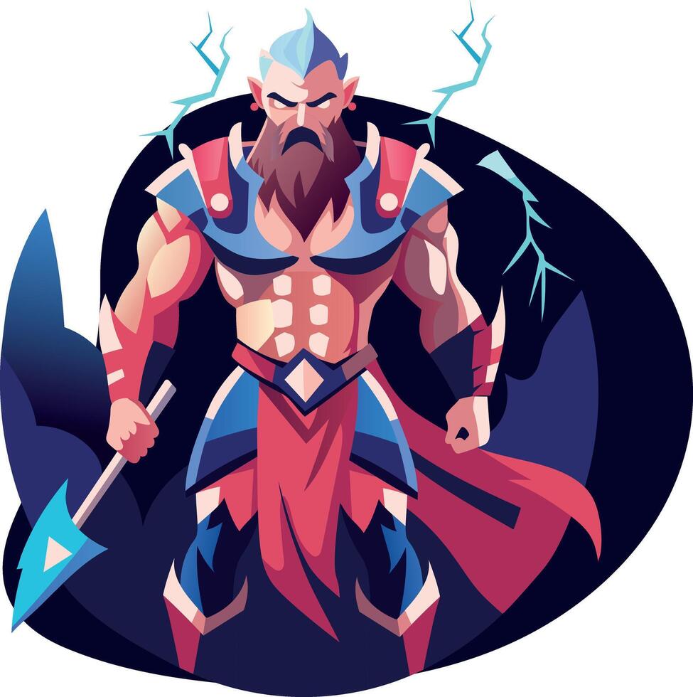 A flat illustration of strong fighter character vector