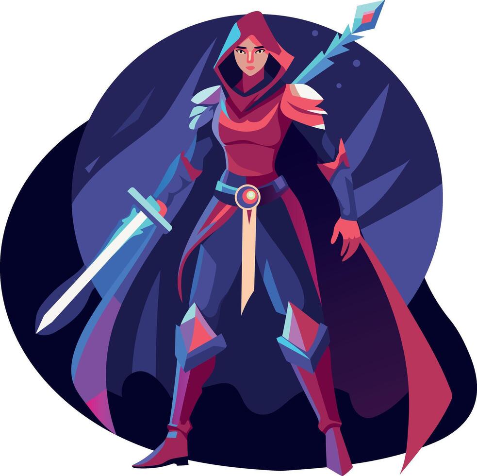 A flat illustration of brave swordsman vector