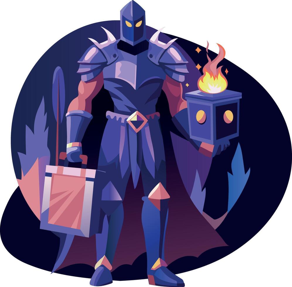 Flat character illustration of a sorceress vector