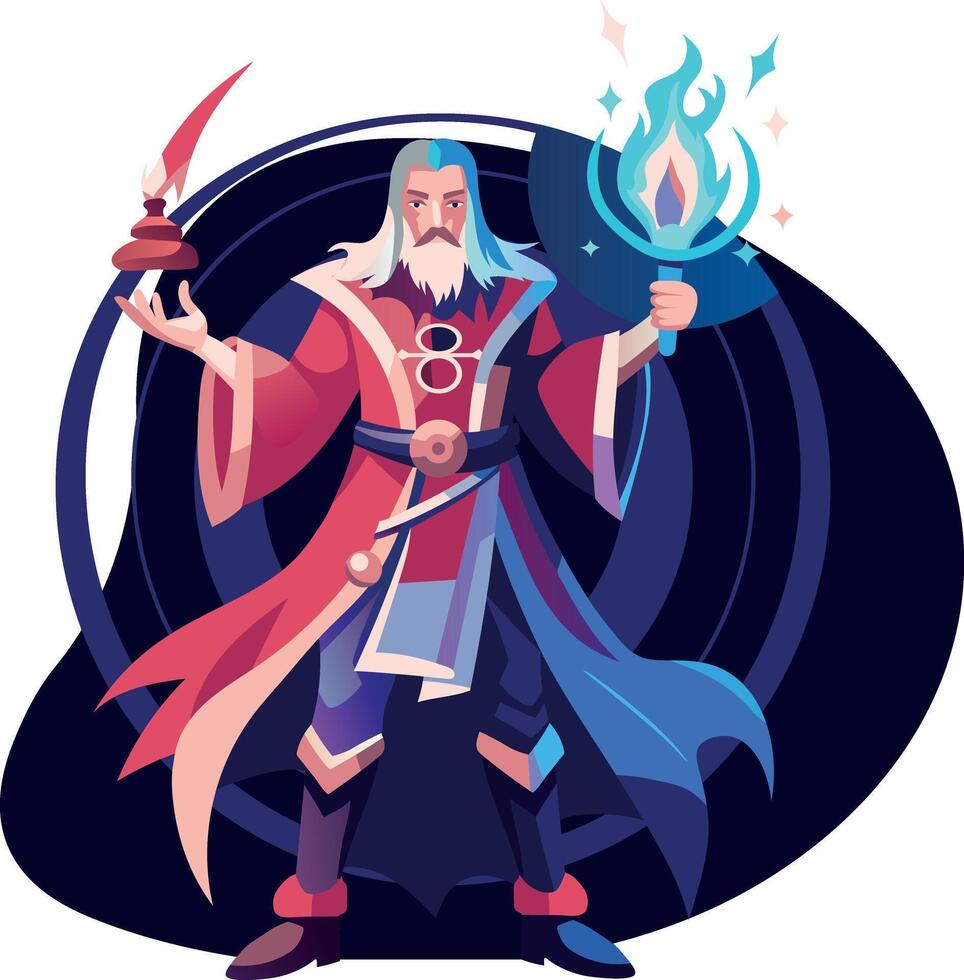 Dagger girl in fighting pose, flat character illustration vector