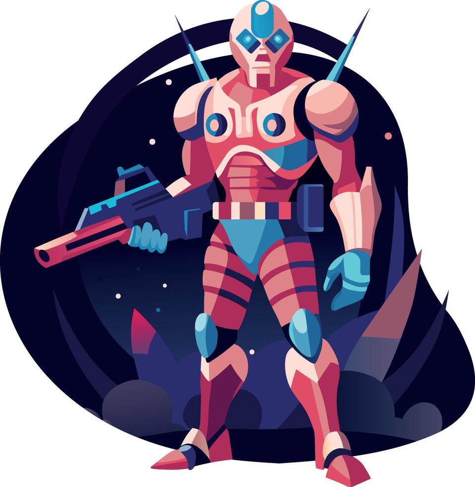 A flat illustration of strong fighter character vector