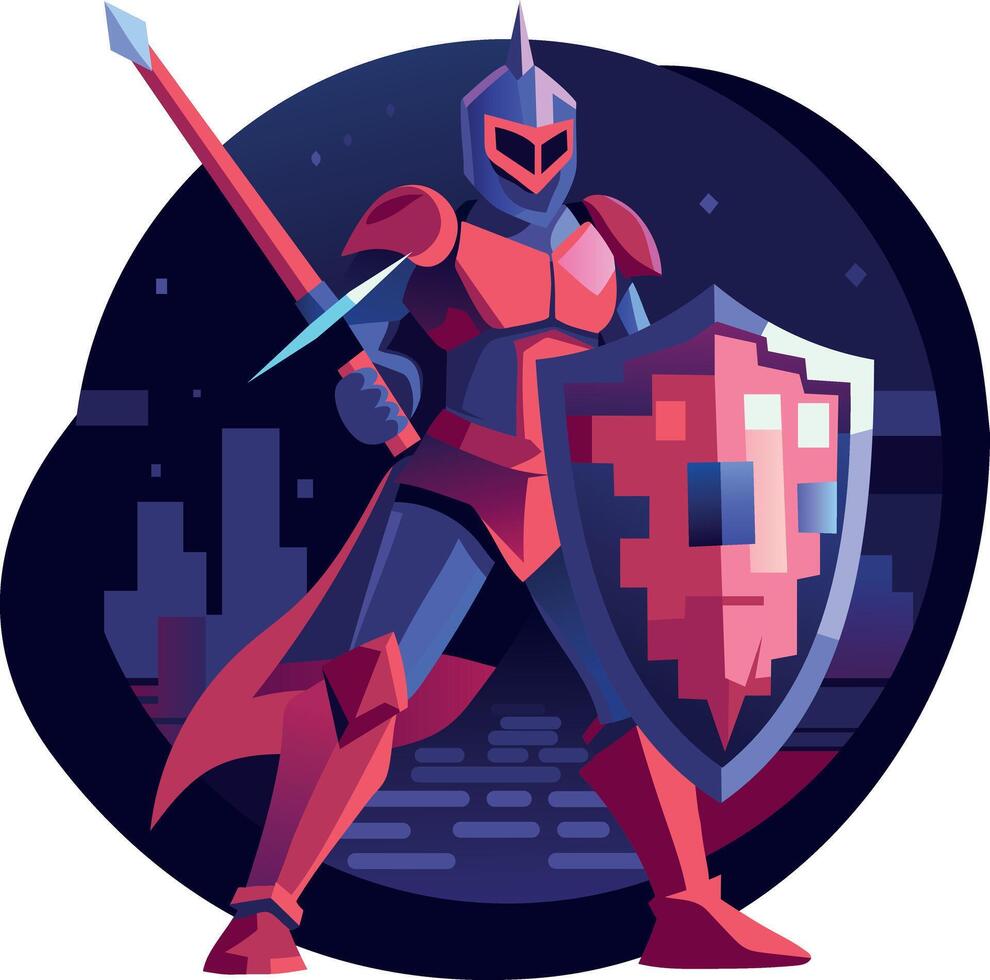 A flat illustration of brave swordsman vector