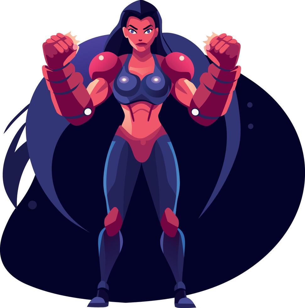A flat character illustration of female boxer vector