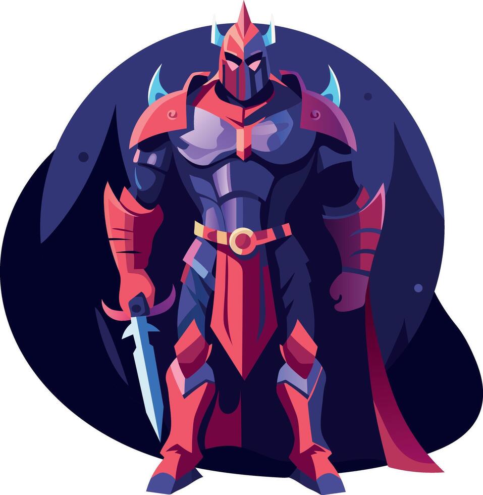 A flat illustration of brave swordsman vector