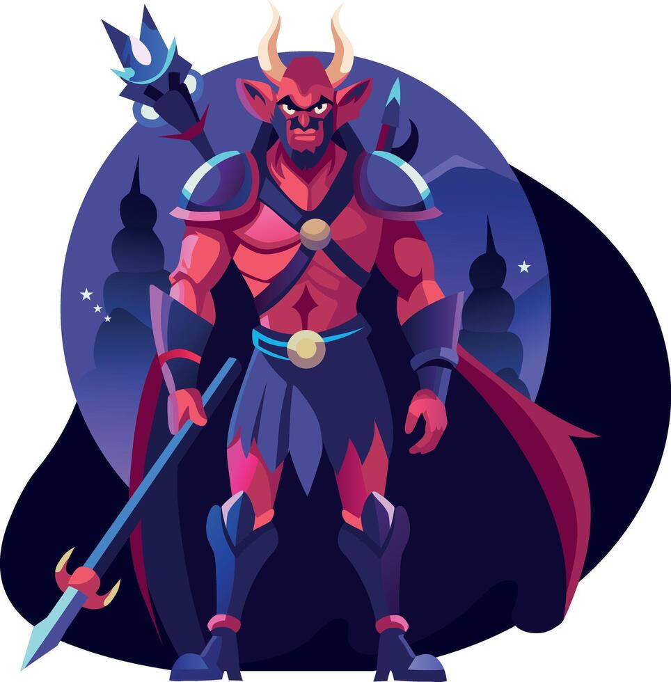 A flat illustration of brave swordsman vector